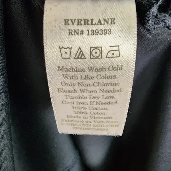 Everlane The Luxe Cotton Side Slit Tee Dress XS Black NWT Midi Short Sleeve New - Picture 8 of 12